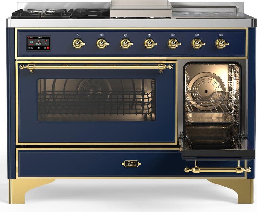 Ilve UM48FSNR3MBG Midnight Blue With Brass Trim, Natural Gas