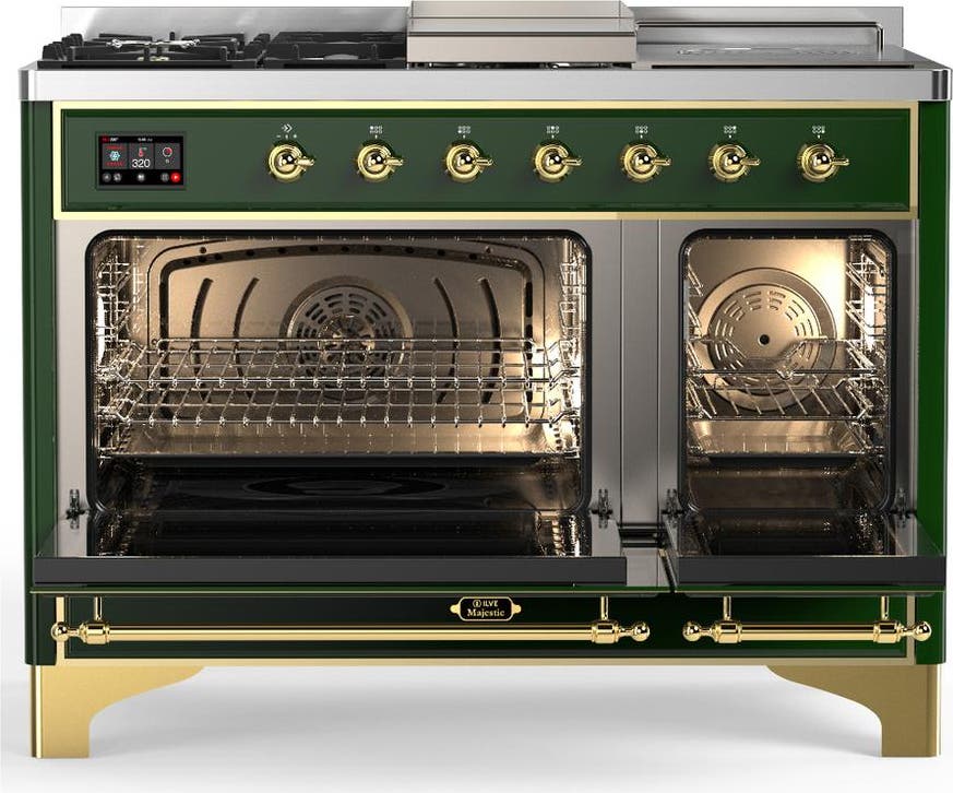 Ilve UM48FSNR3EGGLP Emerald Green With Brass Trim, Liquid Propane