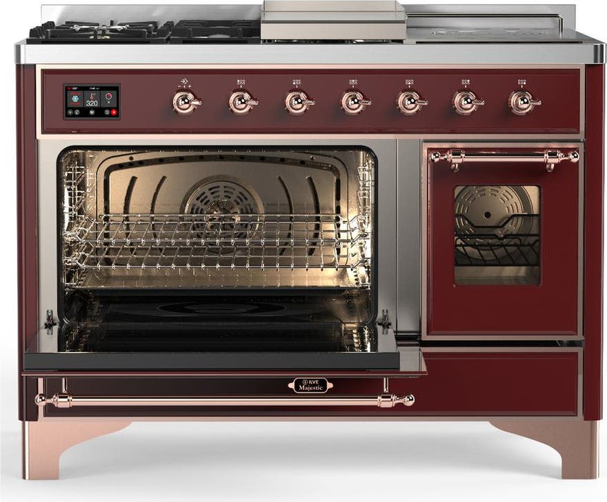 Ilve UM48FSNR3BUPLP Burgundy With Copper Trim, Liquid Propane