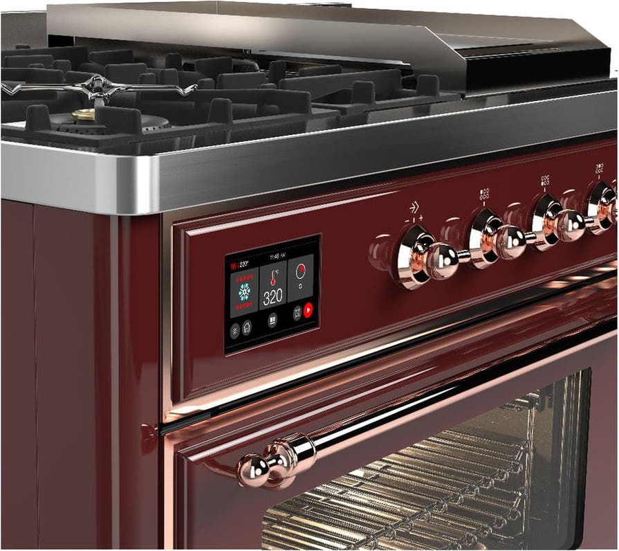 Ilve UM48FSNR3BUPLP Burgundy With Copper Trim, Liquid Propane