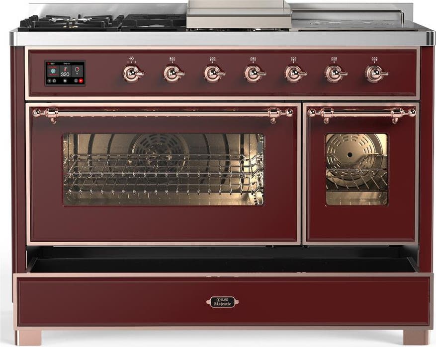 Ilve UM48FSNR3BUP Burgundy With Copper Trim, Natural Gas