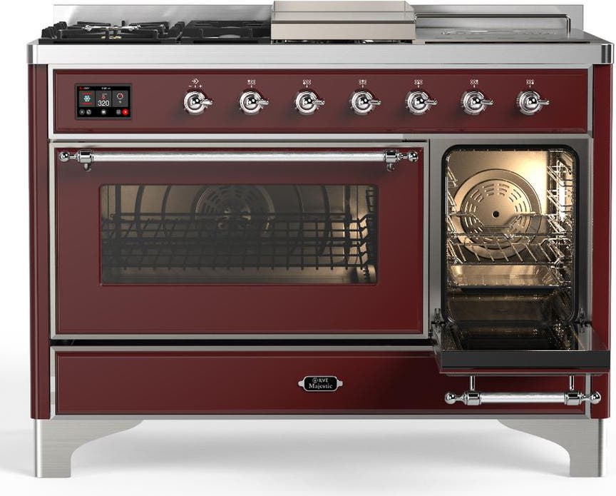 Ilve UM48FSNR3BUCLP Burgundy With Chrome Trim, Liquid Propane