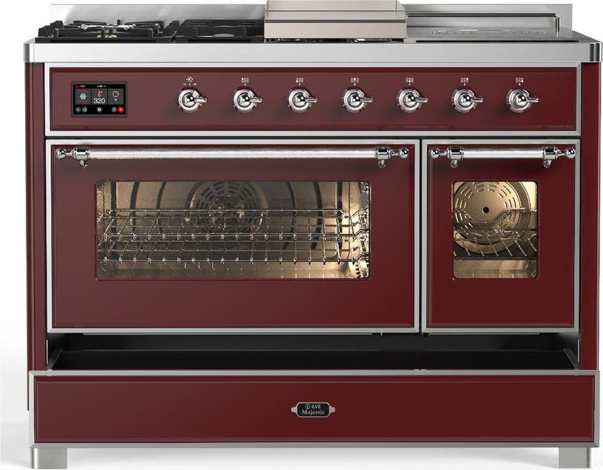 Ilve UM48FSNR3BUCLP Burgundy With Chrome Trim, Liquid Propane