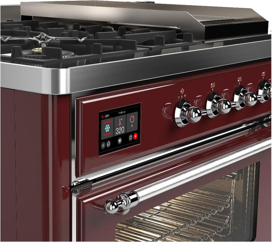 Ilve UM48FSNR3BUCLP Burgundy With Chrome Trim, Liquid Propane
