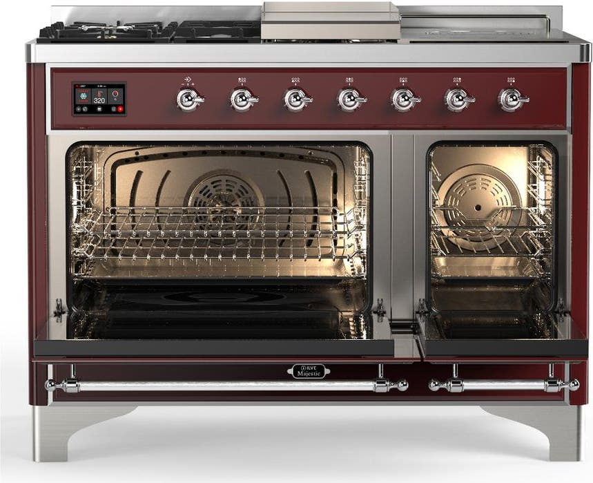 Ilve UM48FSNR3BUC Burgundy With Chrome Trim, Natural Gas