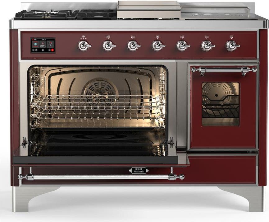 Ilve UM48FSNR3BUC Burgundy With Chrome Trim, Natural Gas