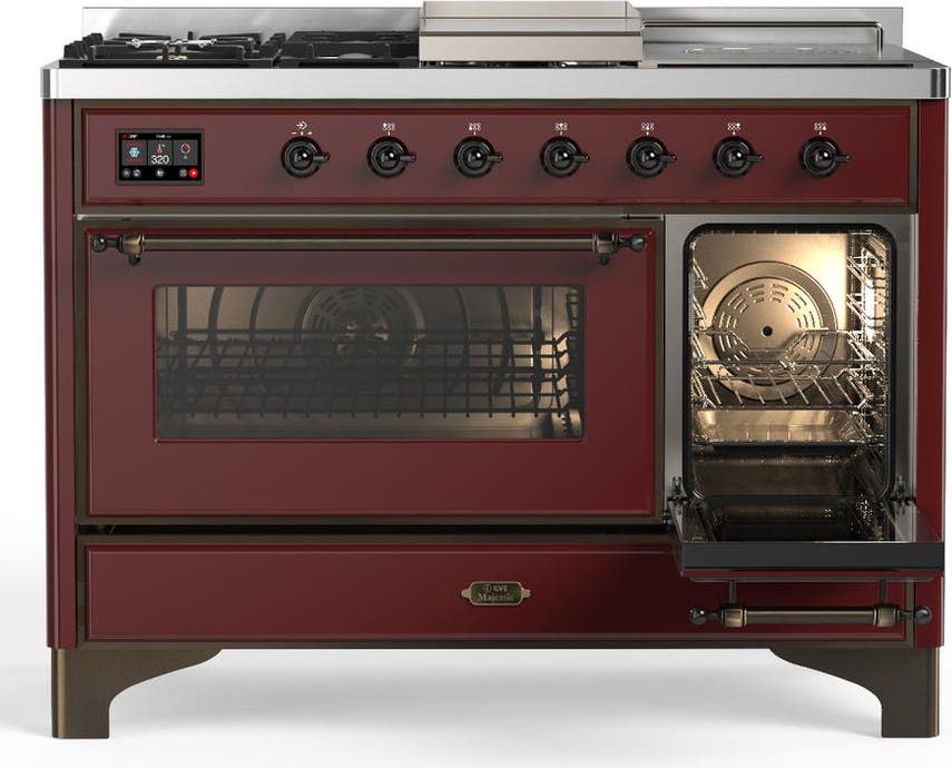 Ilve UM48FSNR3BUBLP Burgundy With Burnished Trim, Liquid Propane