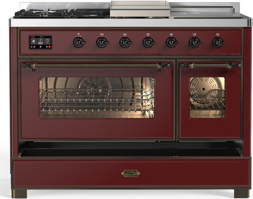 Ilve UM48FSNR3BUBLP Burgundy With Burnished Trim, Liquid Propane