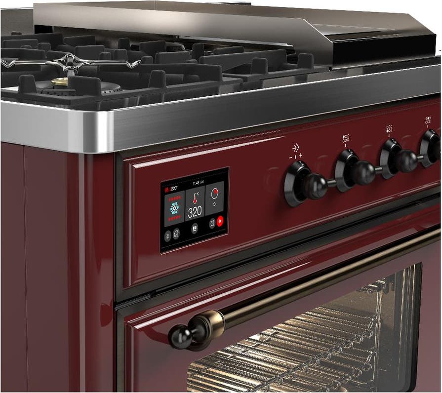 Ilve UM48FSNR3BUBLP Burgundy With Burnished Trim, Liquid Propane