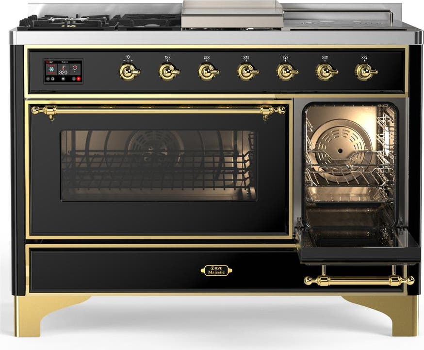 Ilve UM48FSNR3BKG Glossy Black With Brass Trim, Natural Gas