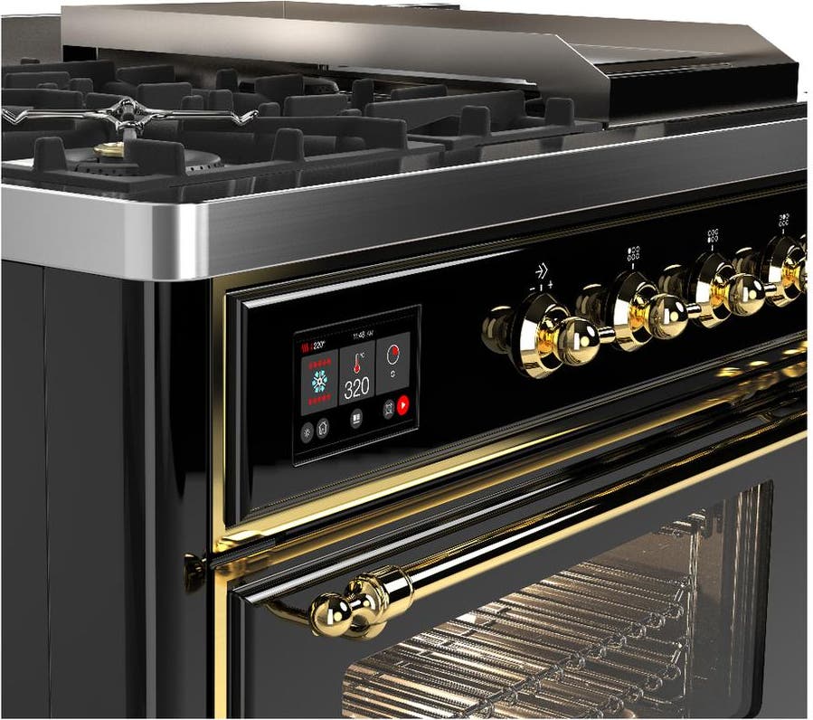 Ilve UM48FSNR3BKG Glossy Black With Brass Trim, Natural Gas