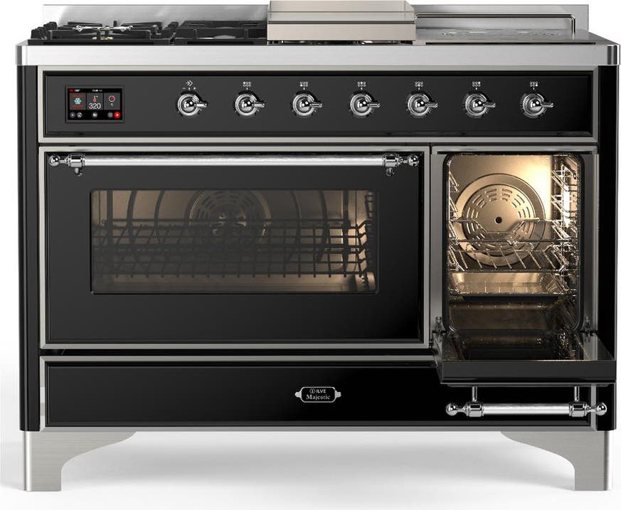 Ilve UM48FSNR3BKCLP Glossy Black With Chrome Trim, Liquid Propane
