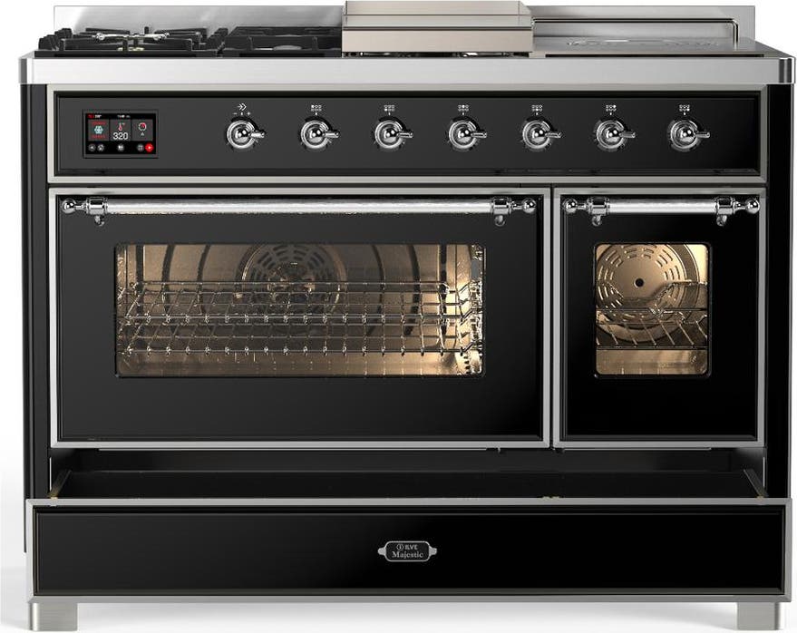 Ilve UM48FSNR3BKCLP Glossy Black With Chrome Trim, Liquid Propane