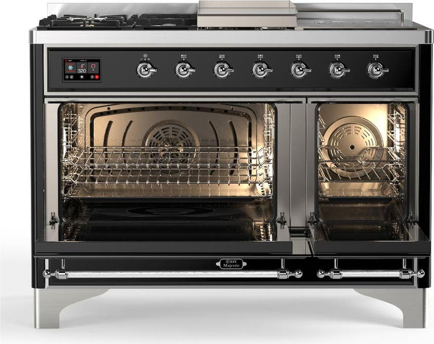 Ilve UM48FSNR3BKC Glossy Black With Chrome Trim, Natural Gas