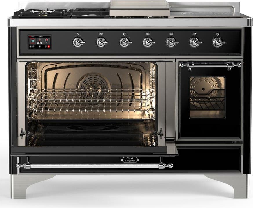 Ilve UM48FSNR3BKC Glossy Black With Chrome Trim, Natural Gas
