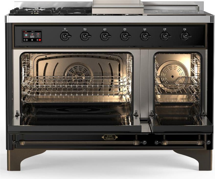 Ilve UM48FSNR3BKBLP Glossy Black With Burnished Trim, Liquid Propane