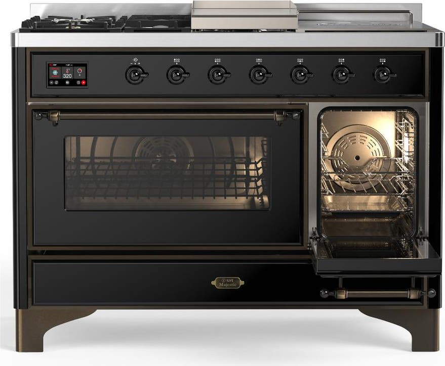 Ilve UM48FSNR3BKB Glossy Black With Burnished Trim, Natural Gas