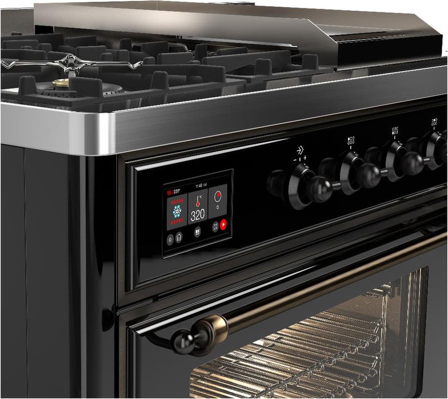 Ilve UM48FSNR3BKB Glossy Black With Burnished Trim, Natural Gas