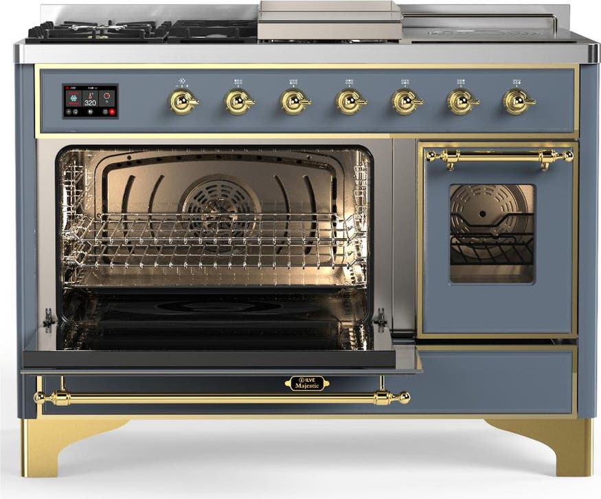 Ilve UM48FSNR3BGGLP Blue Grey With Brass Trim, Liquid Propane