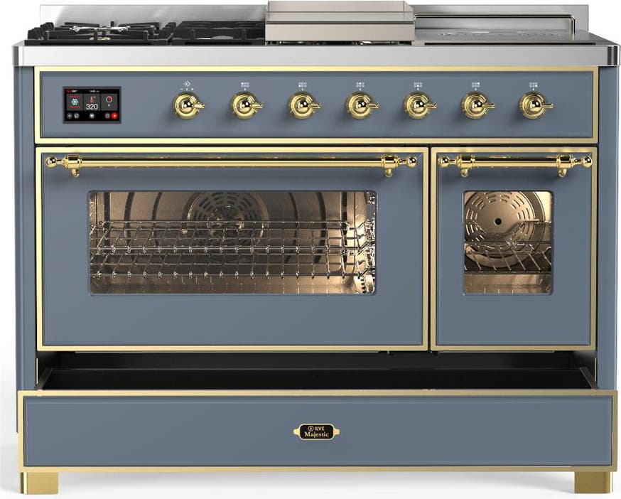 Ilve UM48FSNR3BGGLP Blue Grey With Brass Trim, Liquid Propane