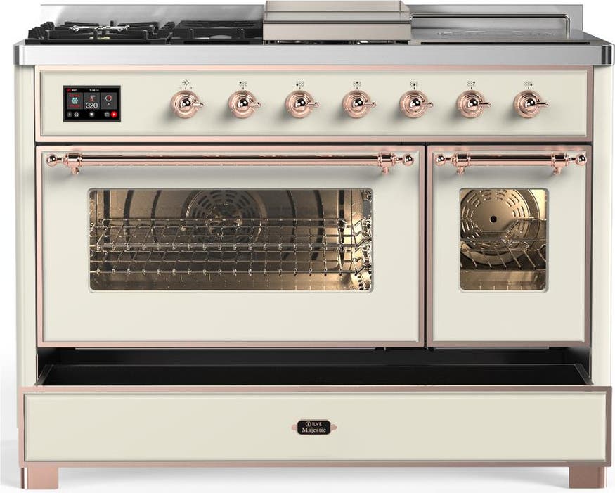 Ilve UM48FSNR3AWP Antique White With Copper Trim, Natural Gas