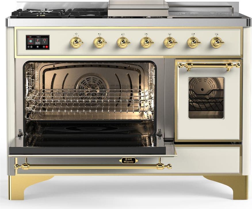 Ilve UM48FSNR3AWGLP Antique White With Brass Trim, Liquid Propane