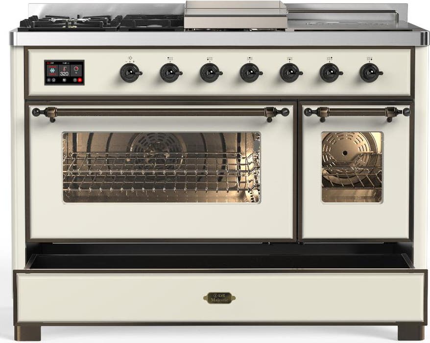 Ilve UM48FSNR3AWBLP Antique White With Burnished Trim, Liquid Propane