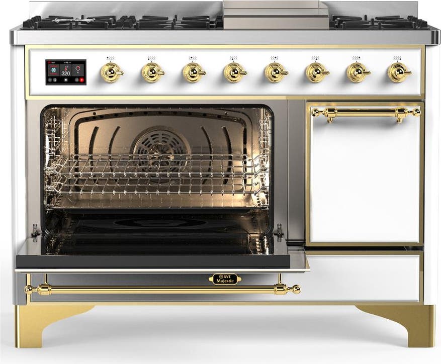 Ilve UM48FQNR3WHGLP White With Brass Trim, Liquid Propane