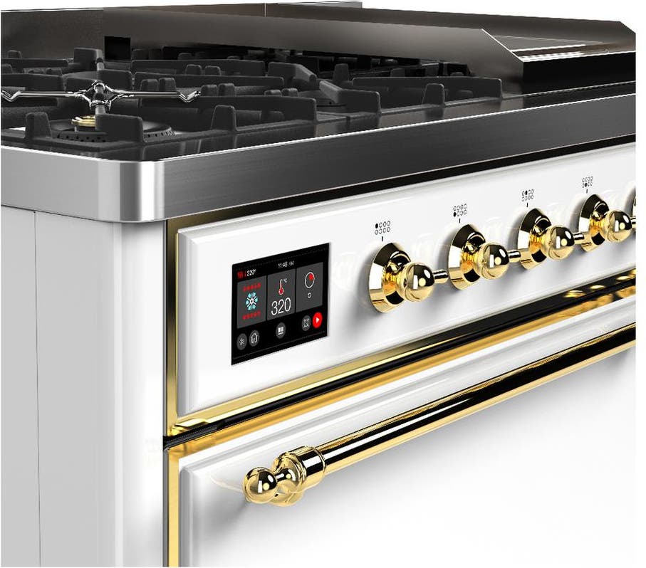 Ilve UM48FQNR3WHGLP White With Brass Trim, Liquid Propane