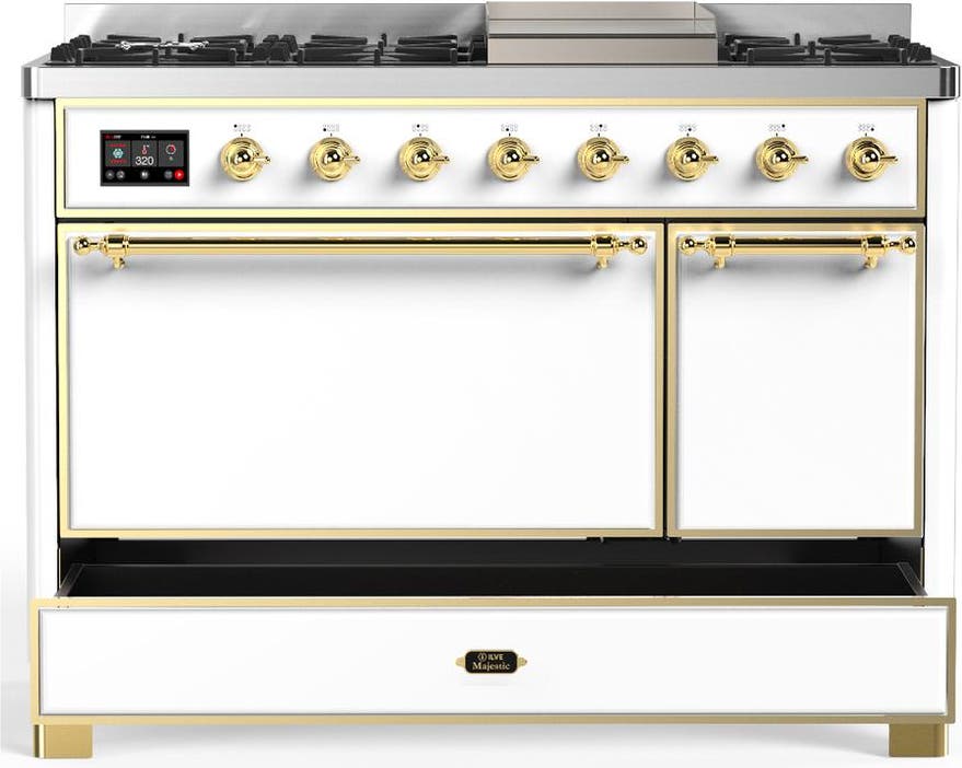 Ilve UM48FQNR3WHG White With Brass Trim, Natural Gas