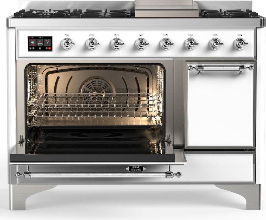 Ilve UM48FQNR3WHCLP White With Chrome Trim, Liquid Propane