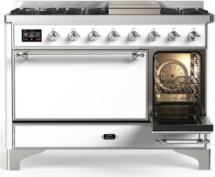 Ilve UM48FQNR3WHCLP White With Chrome Trim, Liquid Propane