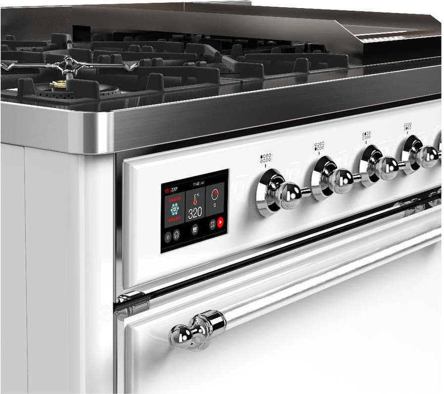 Ilve UM48FQNR3WHCLP White With Chrome Trim, Liquid Propane