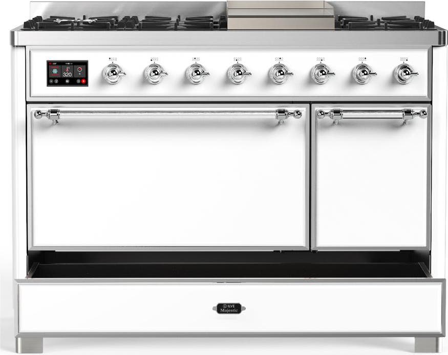 Ilve UM48FQNR3WHC White With Chrome Trim, Natural Gas