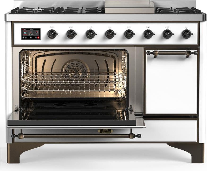 Ilve UM48FQNR3WHBLP White With Burnished Trim, Liquid Propane
