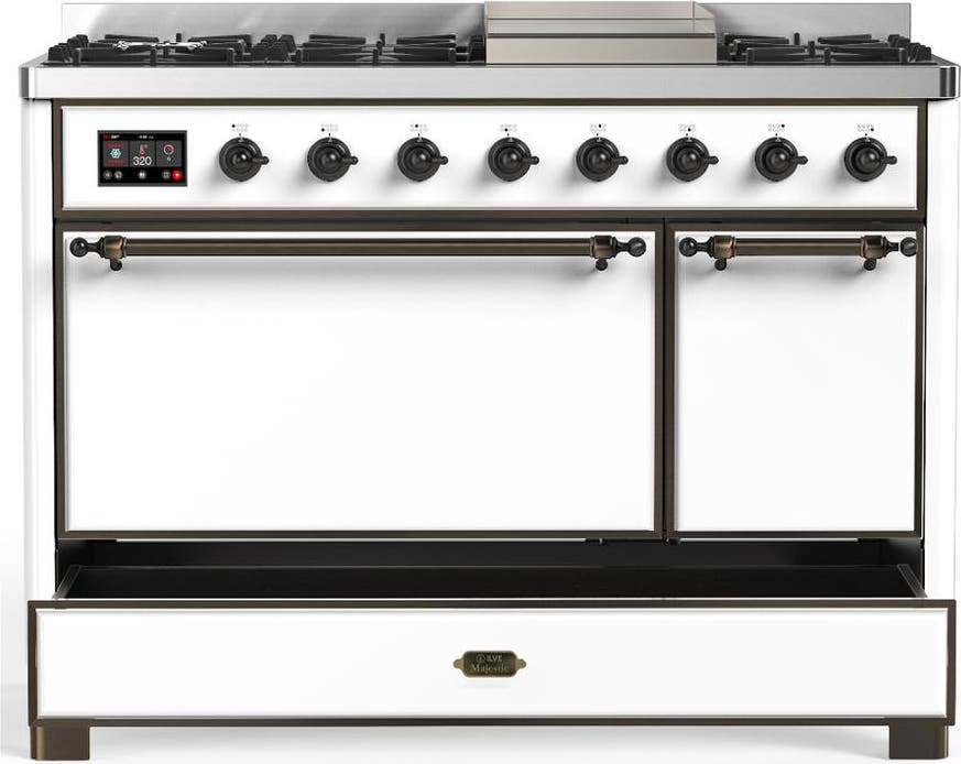 Ilve UM48FQNR3WHBLP White With Burnished Trim, Liquid Propane