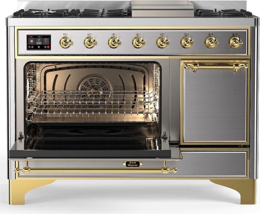 Ilve UM48FQNR3SSGLP Stainless Steel With Brass Trim, Liquid Propane
