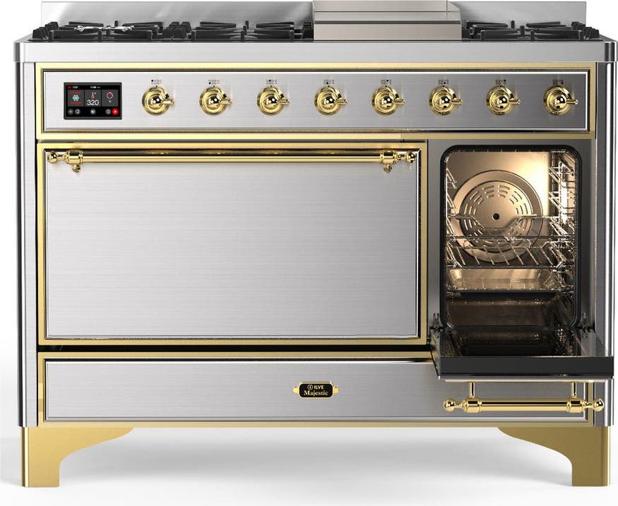 Ilve UM48FQNR3SSG Stainless Steel With Brass Trim, Natural Gas