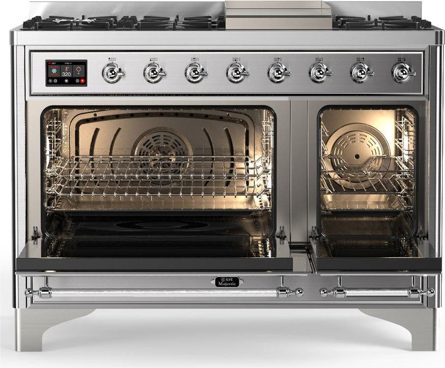 Ilve UM48FQNR3SSC Stainless Steel With Chrome Trim, Natural Gas