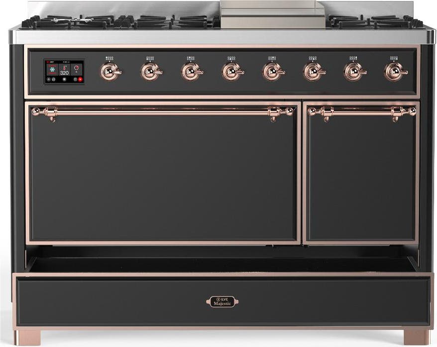 Ilve UM48FQNR3MGP Matte Graphite With Copper Trim, Natural Gas