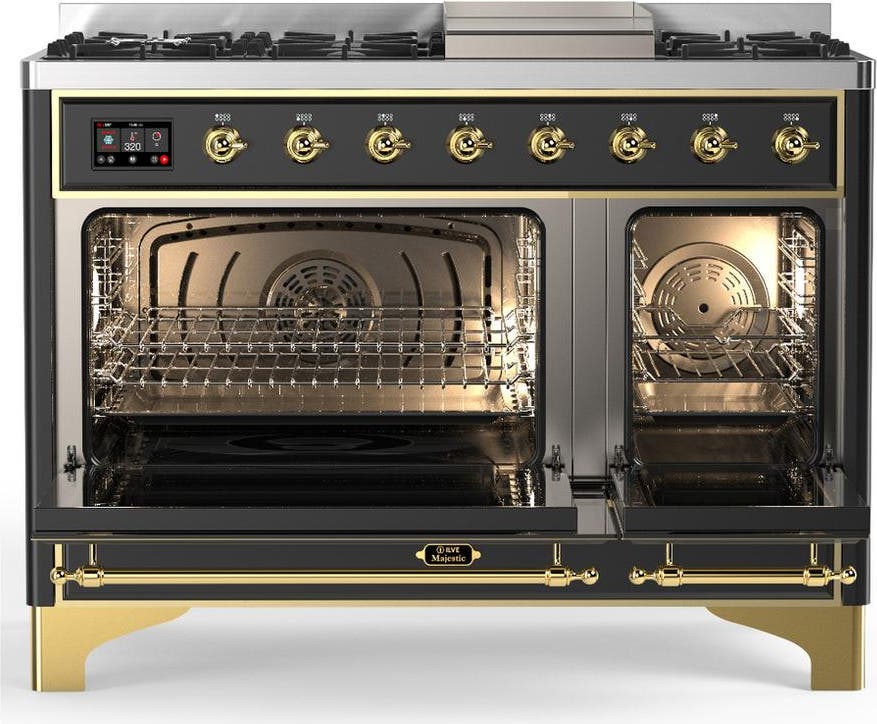 Ilve UM48FQNR3MGGLP Matte Graphite With Brass Trim, Liquid Propane