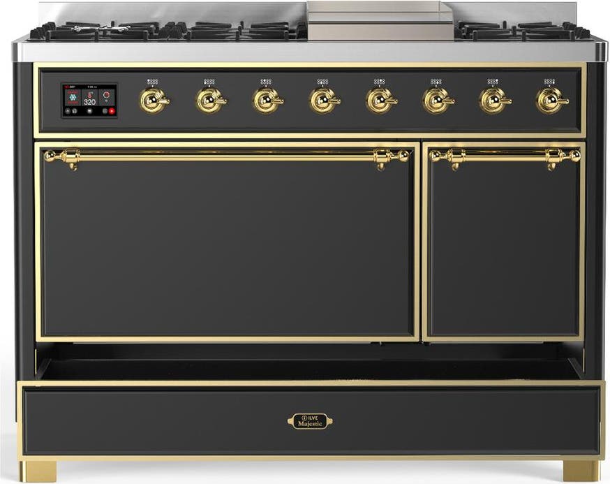 Ilve UM48FQNR3MGG Matte Graphite With Brass Trim, Natural Gas