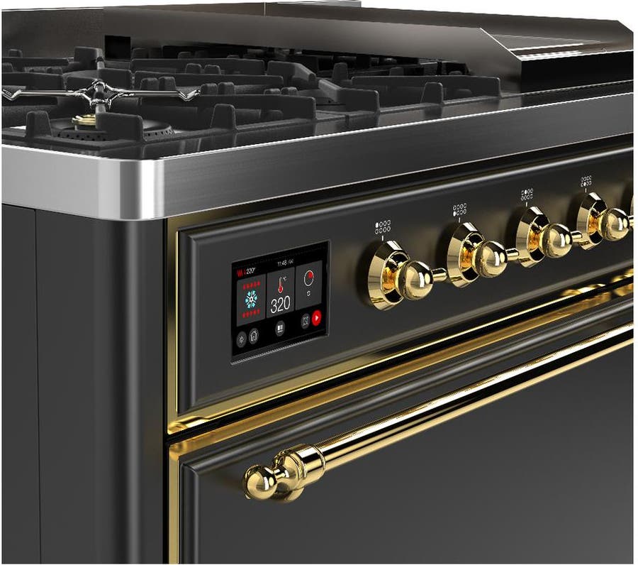 Ilve UM48FQNR3MGG Matte Graphite With Brass Trim, Natural Gas