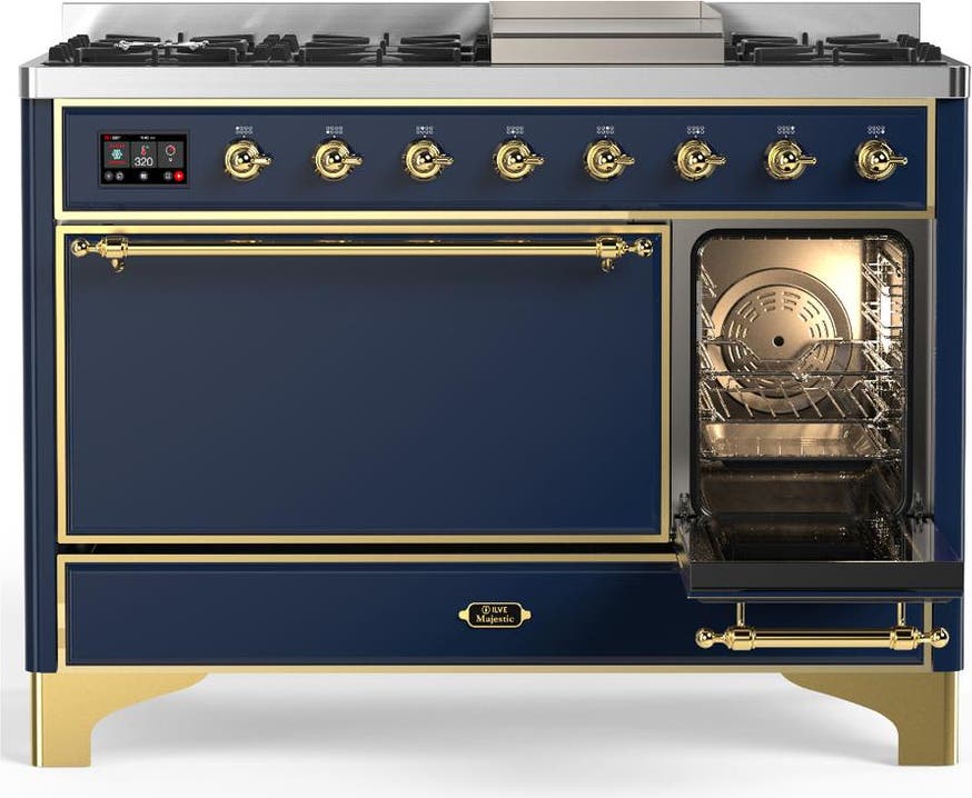 Ilve UM48FQNR3MBGLP Midnight Blue With Brass Trim, Liquid Propane