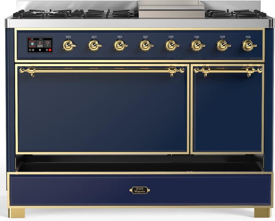 Ilve UM48FQNR3MBGLP Midnight Blue With Brass Trim, Liquid Propane