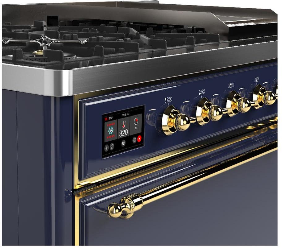Ilve UM48FQNR3MBG Midnight Blue With Brass Trim, Natural Gas