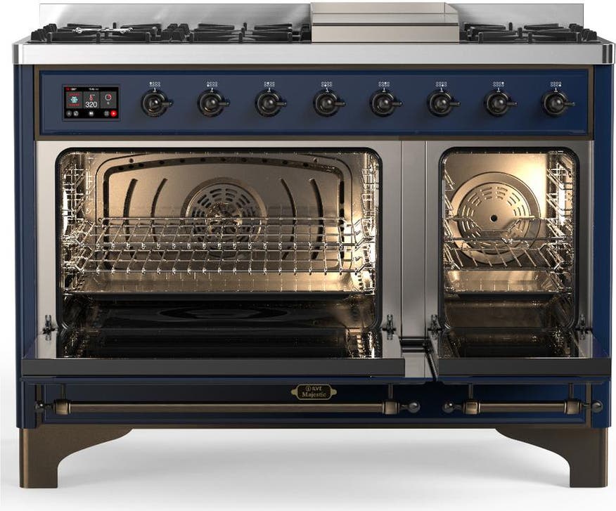 Ilve UM48FQNR3MBB Midnight Blue With Burnished Trim, Natural Gas