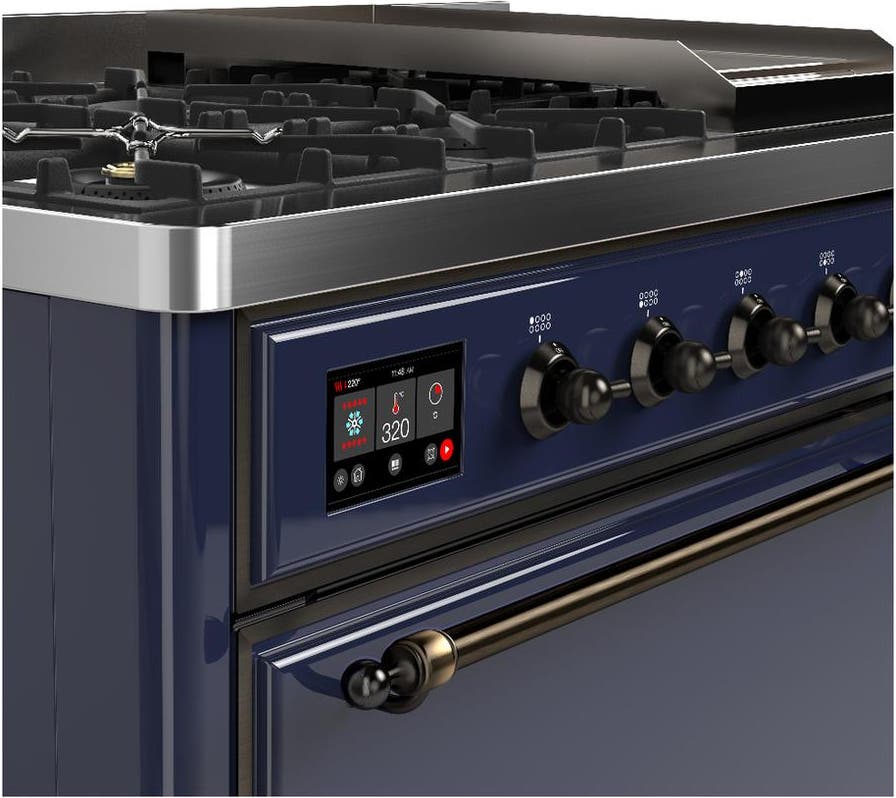Ilve UM48FQNR3MBB Midnight Blue With Burnished Trim, Natural Gas