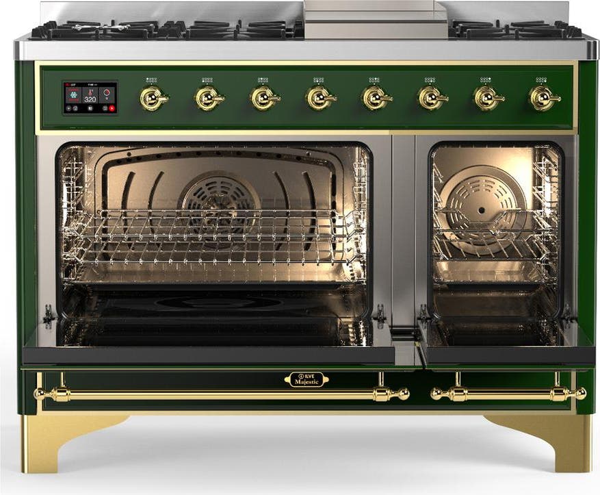 Ilve UM48FQNR3EGGLP Emerald Green With Brass Trim, Liquid Propane