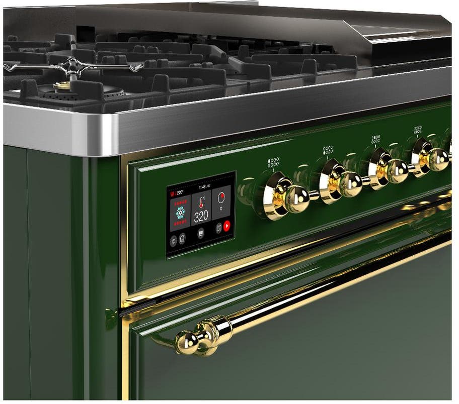 Ilve UM48FQNR3EGGLP Emerald Green With Brass Trim, Liquid Propane